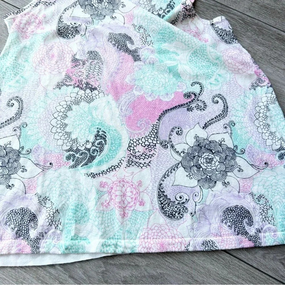 Talbots Multi Color Floral Mandala Linen Sleeveless Blouse Tank Top - Picture 7 of 14